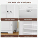 Iwell Tall Bathroom Cabinet, Storage Cabinet with Adjustable Shelves, Bathroom Storage Cabinet for Living Room, Dining Room, Entryway, White