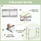 2.7ft Rectangular Folding Table for All-Occasion, Foldable Table with HDPE Tabletop and Steel Legs, Durable and Stable Small Folding Table, Perfect for Camping, Picnic, Party, Indoor & Outdoor