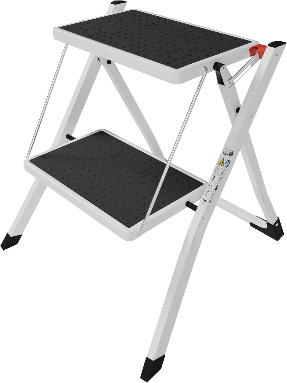 Home Vida 2 Step Ladder Compact, Heavy Duty Steel, Portable Folding, Anti-Sli...