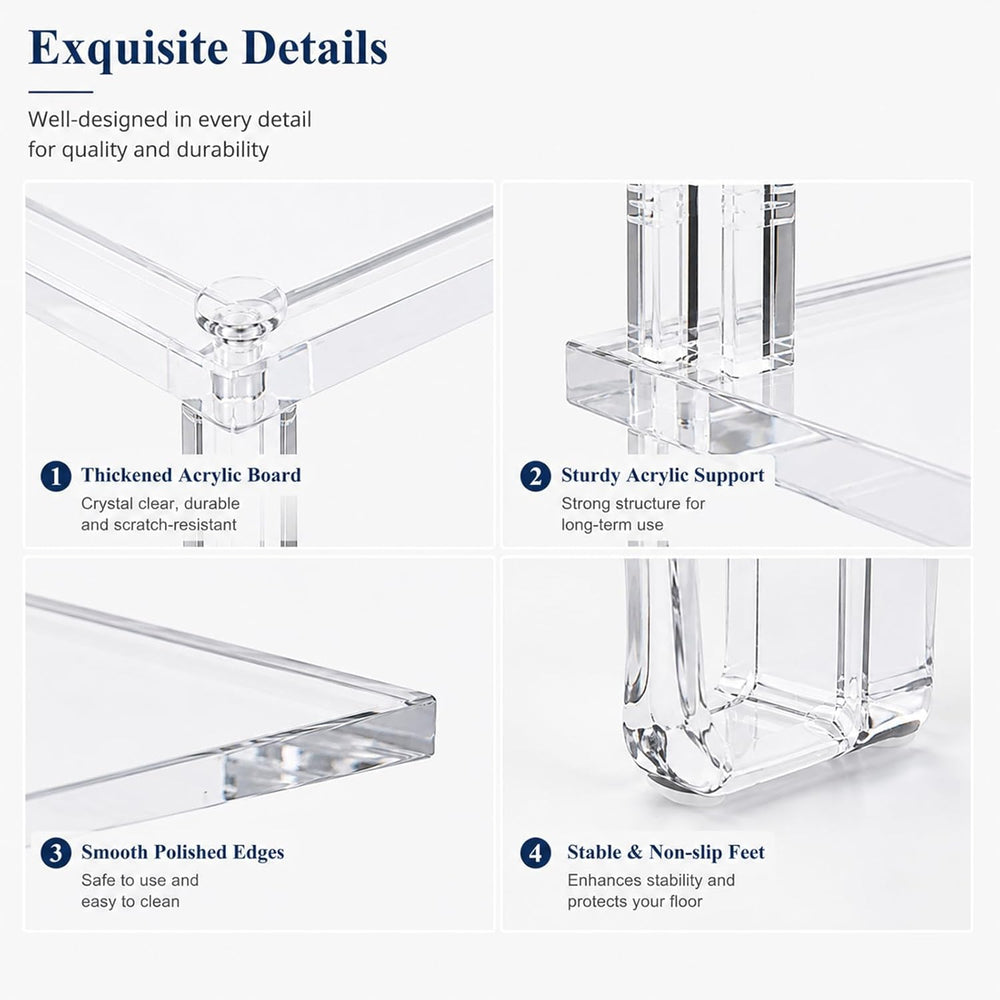 Thick Acrylic Side Shelf Table, 3-Tier Narrow Clear Acrylic End Table Nightst...