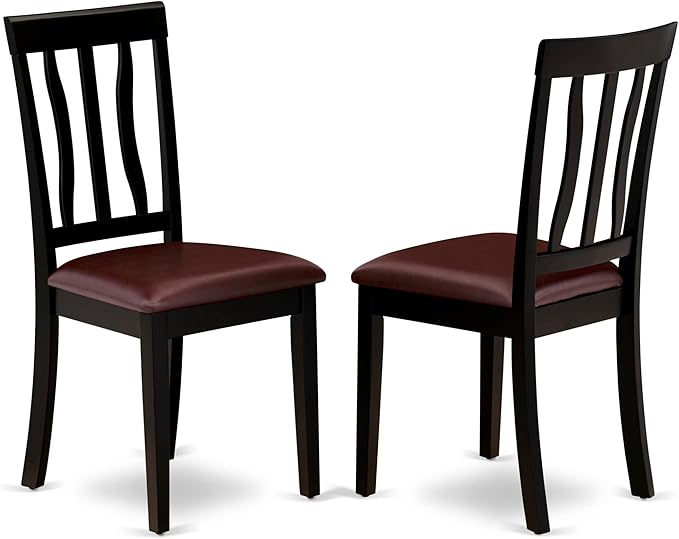 East West Furniture QUAN7-BCH-LC 7 Piece Kitchen Table & Chairs Set Consist of a Rectangle Butterfly Leaf Dining Table and 6 Faux Leather Upholstered Chairs, 40x78 Inch, Black & Cherry