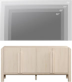 WAMPAT Modern TV Stand for TVs Up to 75 inches, 63" W Farmhouse Entertainment Center with Adjustable Shelf and 4 Doors, Media Console Table TV Cabinet for Living Room, Light Oak