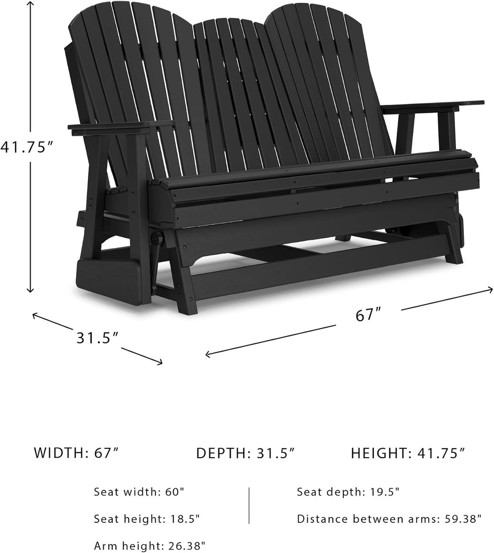 Signature Design by Ashley Hyland Wave HDPE Patio Glider Loveseat, Black