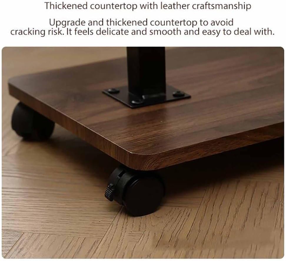 C Shaped End Table Adjustable Height with Wheels, Couch Tables That Slide Und...