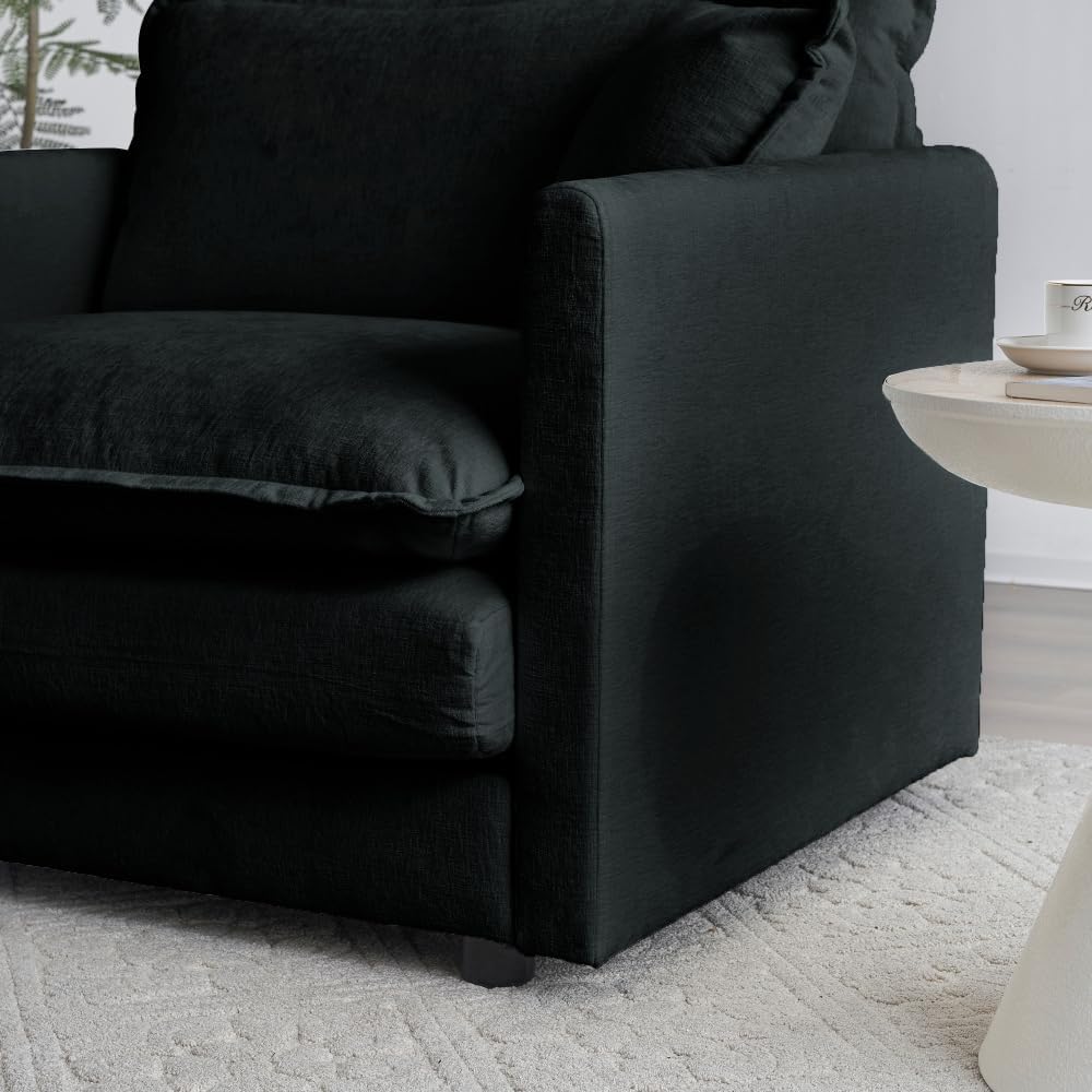 Chenille Ottoman Footrest for 2, 3, and 4 Seater Sofas, Black