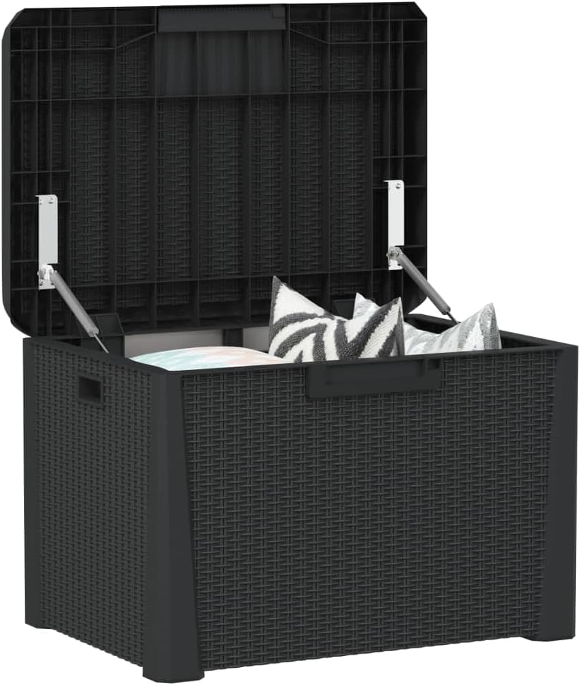 Anthracite Garden Storage Box 125L Polypropylene Medium Outdoor Patio Seat wi...
