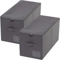 Pack of 2, Folding Clothing Wardrobe Storage Bins with Dust-proof Lid, Large 60L Storage Baskets for Bedroom Closet, Wardrobe Organizer, Such as Sweaters, Down Jackets, Blankets, Black Gray