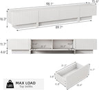 98” TV Stand for Living Room, Modern Entertainment Center with Drawers & Storage Compartments, Large TV Console Fits 55”-95” TVs, Square Top with Grooved Drawer Fronts & Stable Base,White