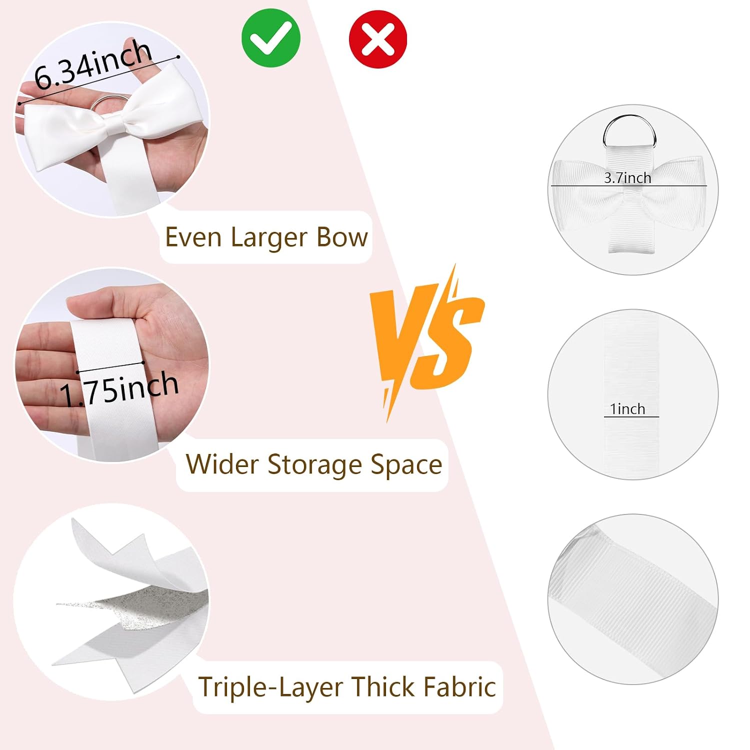 3 PCS Bow Holder for Girls Hair Bows, Ribbon Hair Clip Oraganizer Hair Barrettes Storage for Women,Wall Hanging Alligator Clip Hair Accessories Organizer Bedroom College Dorm Decor (White)