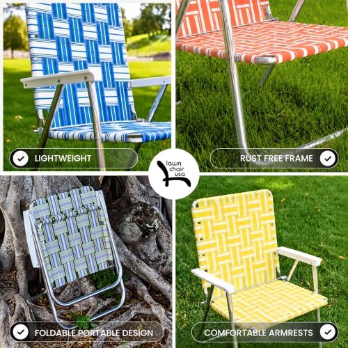 Lawn Chair USA Folding Aluminum Outdoor Patio Lawn Chair | Heavy-Duty Webbed ...