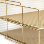 BLU MONACO Gold Mesh Paper Tray – Set of 2 Stackable Letter Trays – Durable Metal Desk Organizer for Home, Office & School – Stylish Document Holder, File Storage, and Workspace Organizer