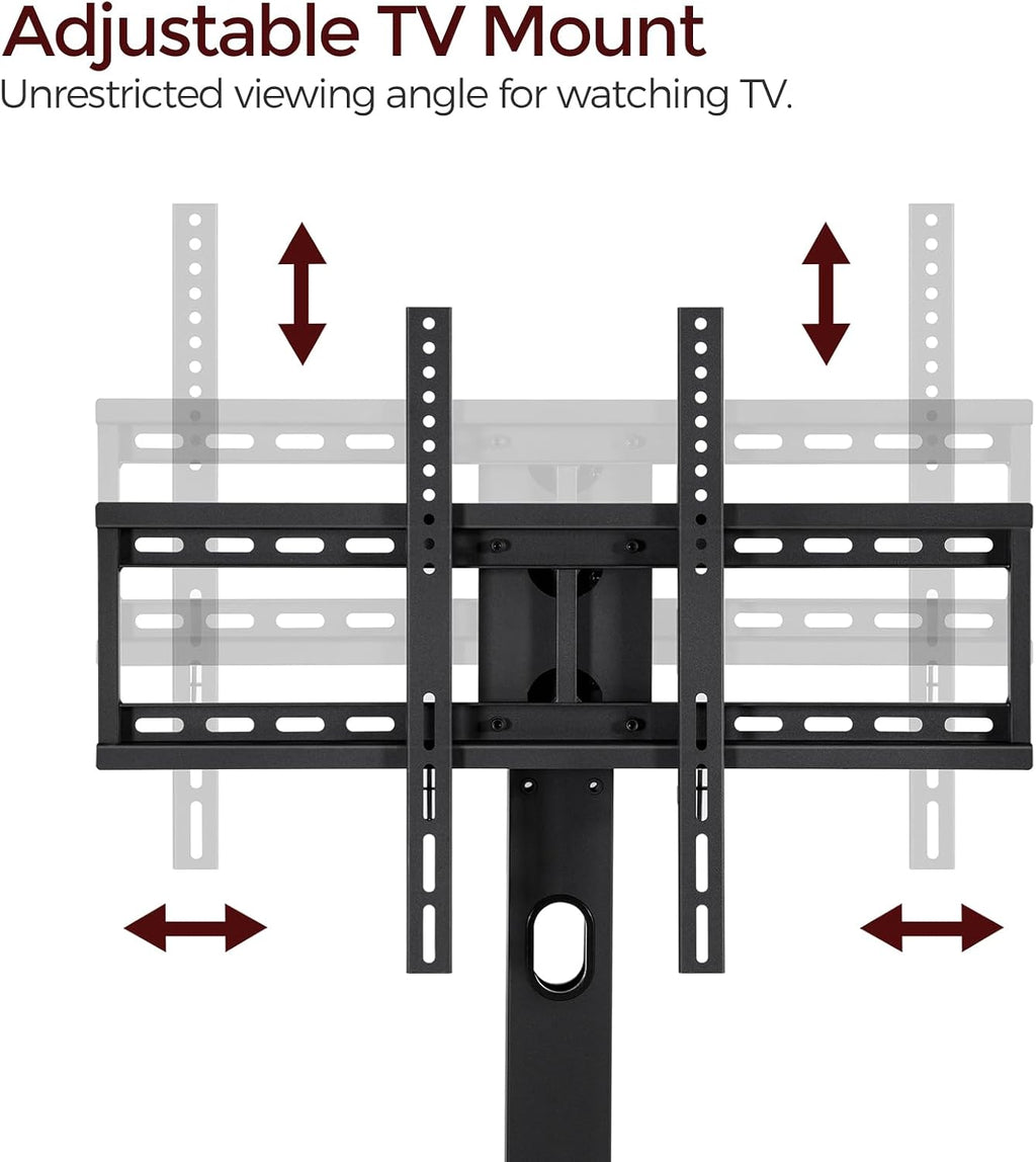 MAHANCRIS TV Stand with Mount for up to 75", Entertainment Center with Switch-Controlled Charging Station, Swivel TV Stand Mount with Fabric Drawers, for Living Room, Black TVBK154E01N2