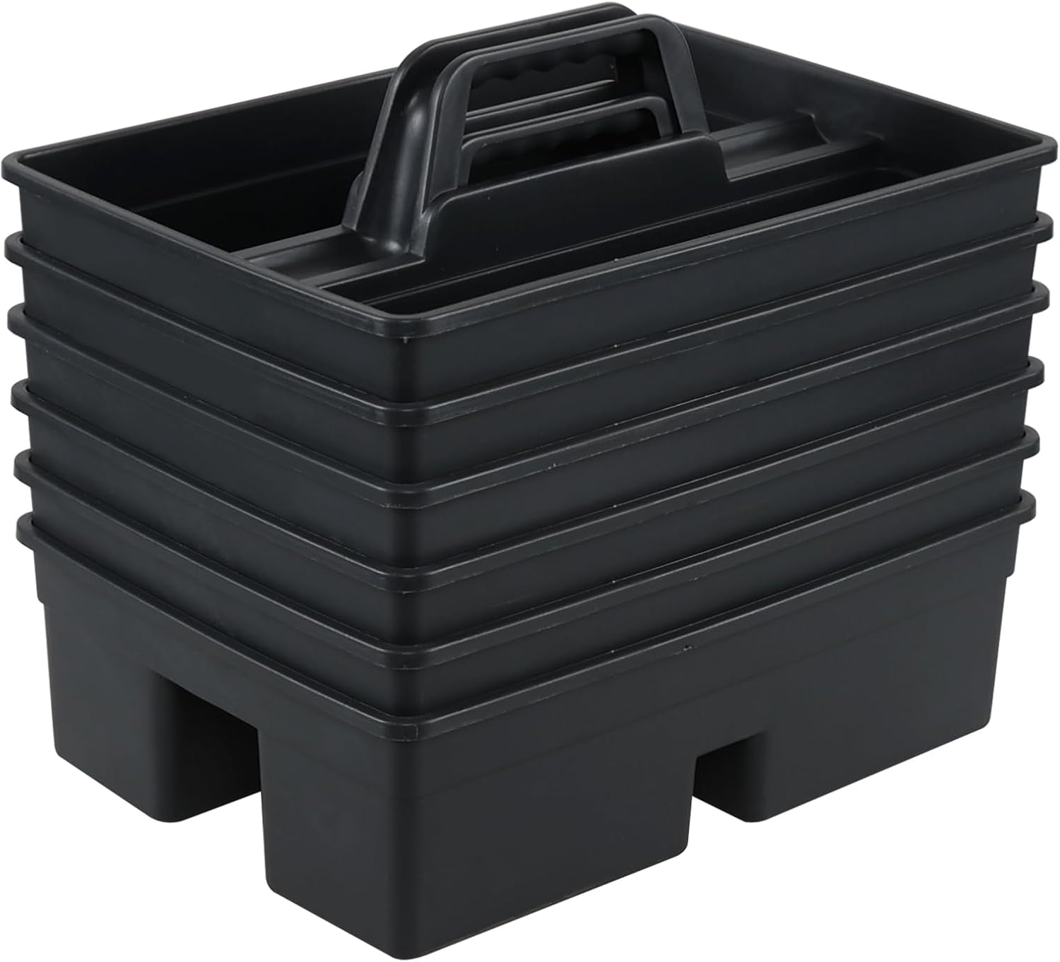 6 Packs Commercial Cleaning Caddy with Handle, Plastic Tool Caddy Supplies Organizer