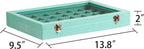 Frebeauty Velvet Jewelry Tray,35 Grid Jewelry Organizer with Clear Lid,Earring Holder Organizer Case with Clasp,Drawer Insert for Rings Studs,13.8 x 9.5 x 2 Inches,Gift for Women Girls(Turquoise)