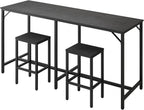 YATINEY 70.9" Bar Table and Chairs Set, Dining Table and Chair Sets, 3 Piece Counter Height Table and 2 Stools, Kitchen Table for Home Restaurant, Bar, Black BT09BB