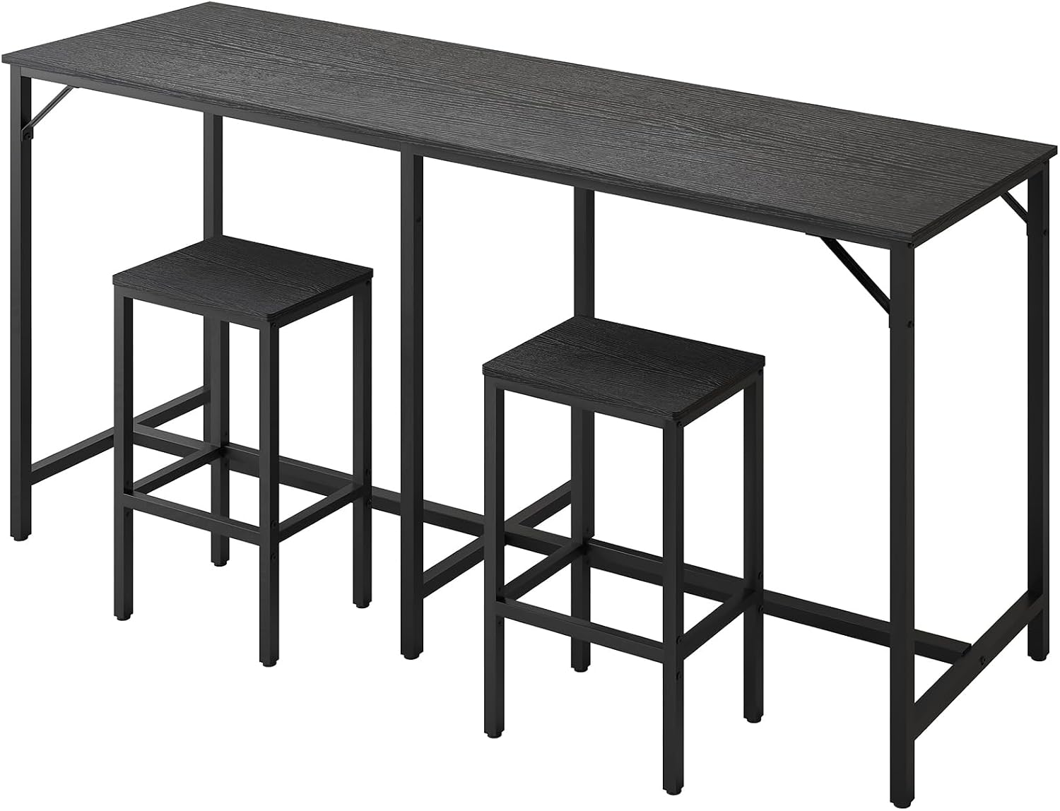 YATINEY 70.9" Bar Table and Chairs Set, Dining Table and Chair Sets, 3 Piece Counter Height Table and 2 Stools, Kitchen Table for Home Restaurant, Bar, Black BT09BB