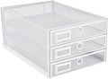 Annova Desk Organizer Wire Mesh 3 Tier Sliding Drawers Paper Sorter/Multifunctional/Premium Solid Construction for Letters, Documents, Mail, Files, Paper, Kids' Art Supplies (White)