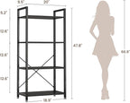 Casaottima Book Shelf, 4 Tier Bookshelf, Modern Wood Bookcase Shelves for Bedroom, Industrial Display Shelf for Living Room Home Office Kitchen, Standing Shelving Unit Storage Organizer, Black