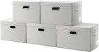 PRANDOM Large Collapsible Storage Containers with Lids [5-Pack] Fabric Foldable Storage Bins Boxes Organizer Baskets Cube with Cover for Home Bedroom Closet Office Beige(17.3x11.8x11.8)