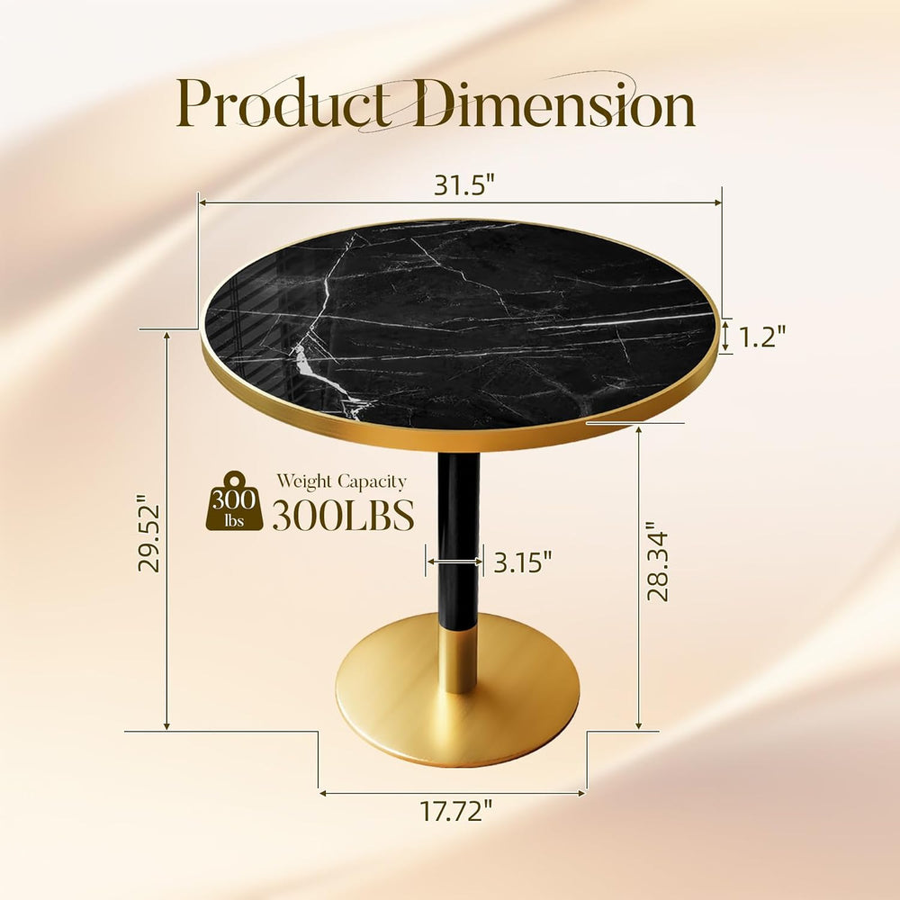 31.5" Round Tulip Table with 1.2" Thick Nero Marquina Sintered Ston...