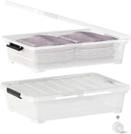 25 Quart Under the Bed Low Profile Storage Boxes, 4Pack Easy Rolling Under Bed Storage Containers Organizer for Clothes, Blankets, Shoe