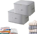 2PCS Ultra Space Saving Self Compression Organizer,Dustproof And Moisture-Proof Compression Storage Bag For King/Queen Comforters, Pillows, Bedding/Quilt, Blanket, Duvet (Gray, Large)