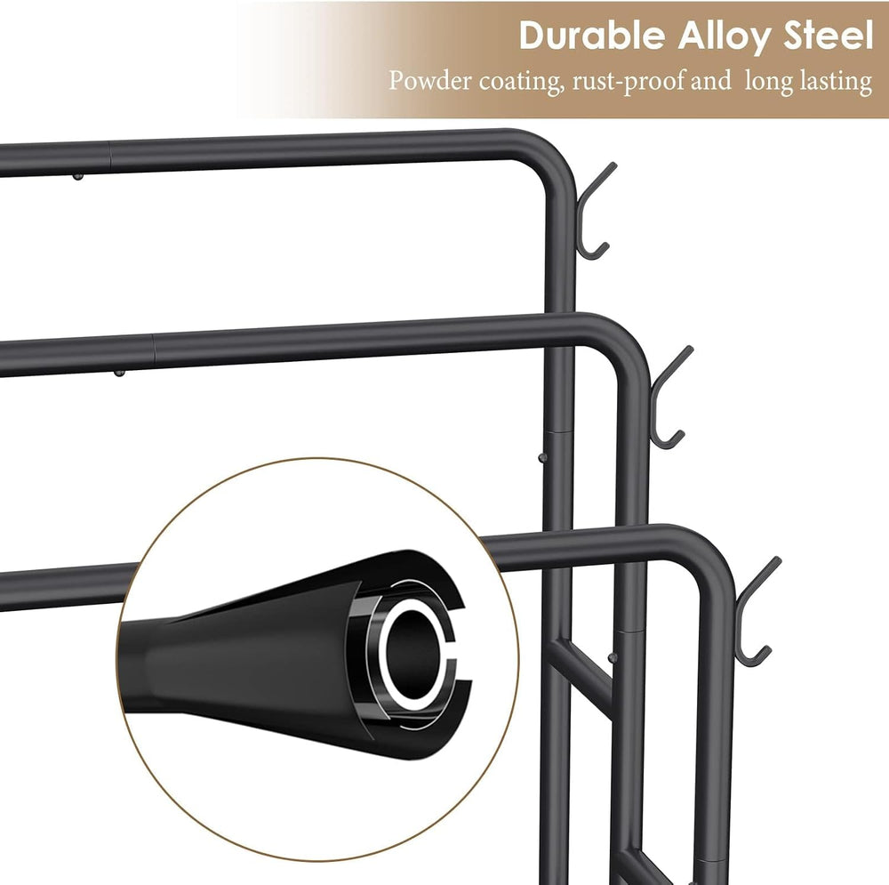 Kayfia 40'' Freestanding 3 Tier Metal Towel Rack, 2 Baskets & 6 H...