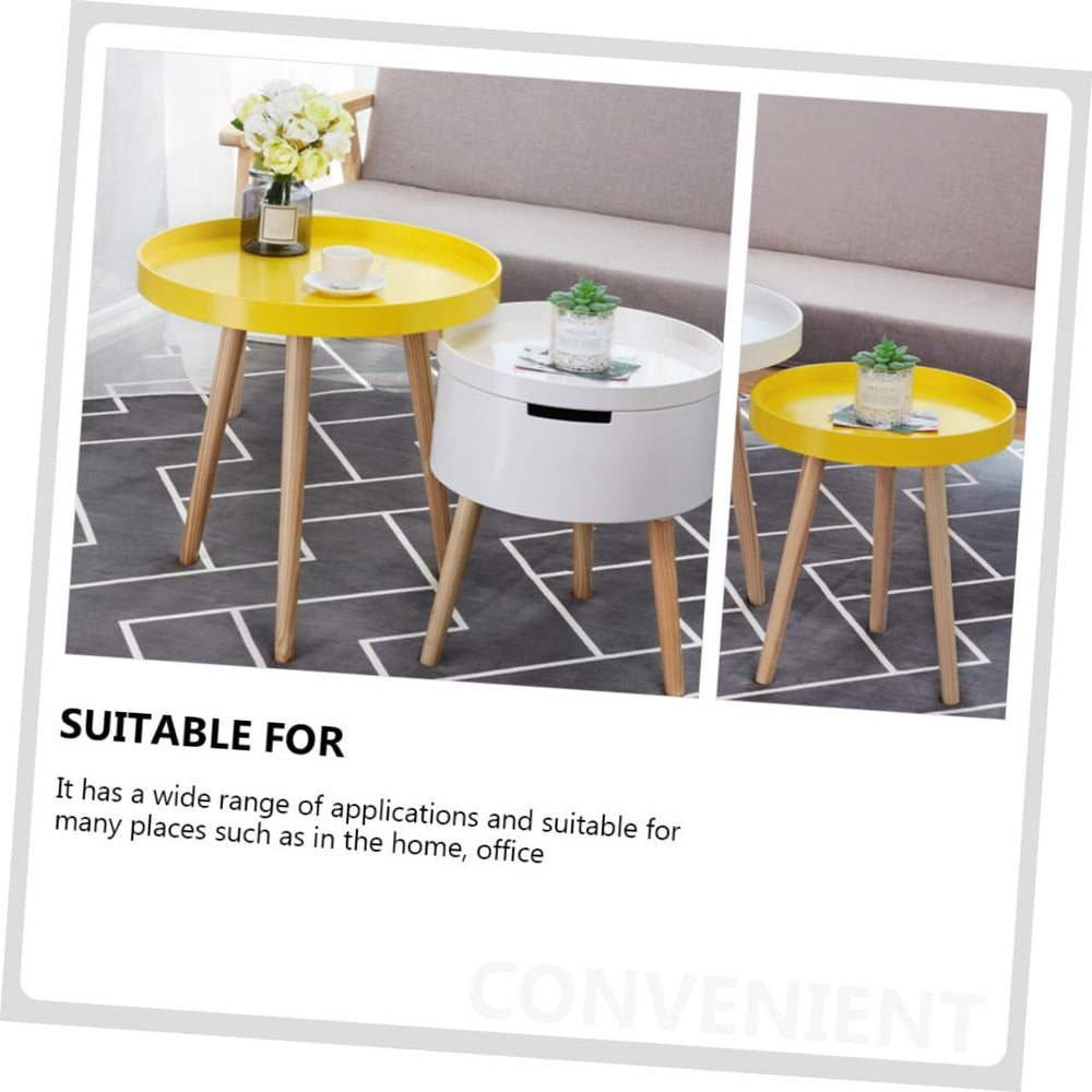 ARTIBETTER Modern Mini Round Yellow End Table, Nordic Style Small Indoor Beve...