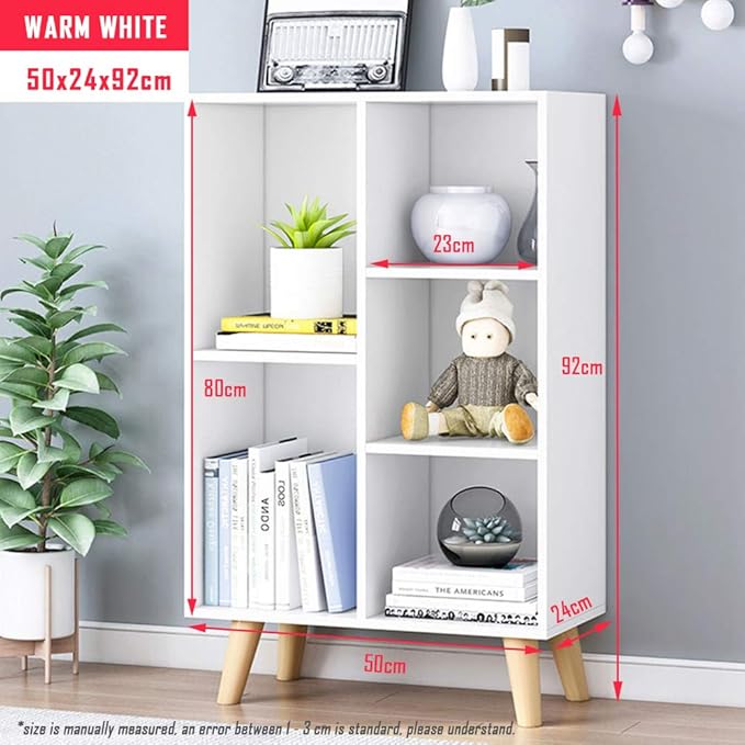 IOTXY Wooden Open Shelf Bookcase - 3-Tier Floor Standing Display Cabinet Rack...