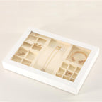 Dark Blue Jewelry Display Tray Ring Necklace Earring Bangle Organizer Multifunctional Storage Case for Jewelry Showcase (Long Necklace Tray(beige))