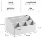 PU Leather Desk Organizer, Luxury Remote Control Holder for Home, Office Desk Accessories Table Caddy Bedside Nightstand Organizer (White)