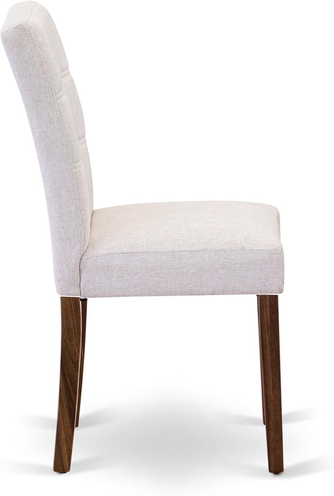 East West Furniture ANAS3-AWA-08 3 Piece Kitchen Dining Table Set contain A Modern Table and 2 Mist Beige Polyester Fabric Upholstered Dining Chairs, Antique Walnut
