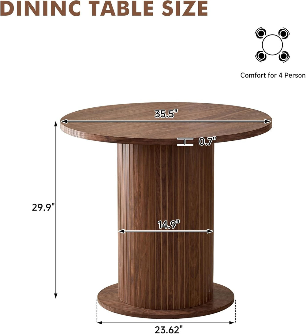 35.5" Round Dining Table for 2, Modern Small Pedestal Kitchen Table, Spa...