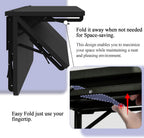 TEAMIX Wall Mounted Folding Table, Black Floating Desk for Small Spaces, Drop Leaf Dining Table for Kitchen Fold Down Laundry Shelf with Heavy-Duty Brackets