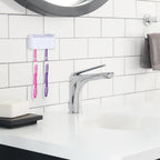2 Pack Toothbrush Holder Wall Mounted with Cover for Bathroom, 2 Slots Toothbrush Storage Organizer for Shower, Self Adhesive Toothbrush Hanger Rack for Dorm, Cabinet (White)
