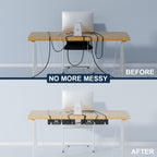 APS Under Desk Cable Management Tray, Two-Pack 16 Inch Black Metal Cord Organizer, Adhesive or Screw Mount for Glass/Marble/Office/Gaming Desk