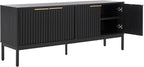 SAFAVIEH Lylia TV Stand for up to 65" Flatscreen – Black, 4 Doors with Interior Storage, Entertainment Media Console Cabinet (MED9623B)