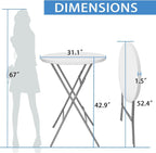 32in Cocktail Table, Plastic Folding Round High Top Indoor Outdoor Use, Foldable Bar Height Table for Parties and Commercial Events (White, 2 Pcs)