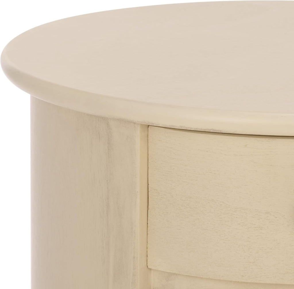 SAFAVIEH Furniture - Tabitha 1-Drawer Accent Table - Sand - Solid Wood - Farmhouse Storage Design - Ideal for Living Room, Entryway, Home Office, 17.7"W x 17.7"D x 26"H - Fully Assembled (AMH5712G)