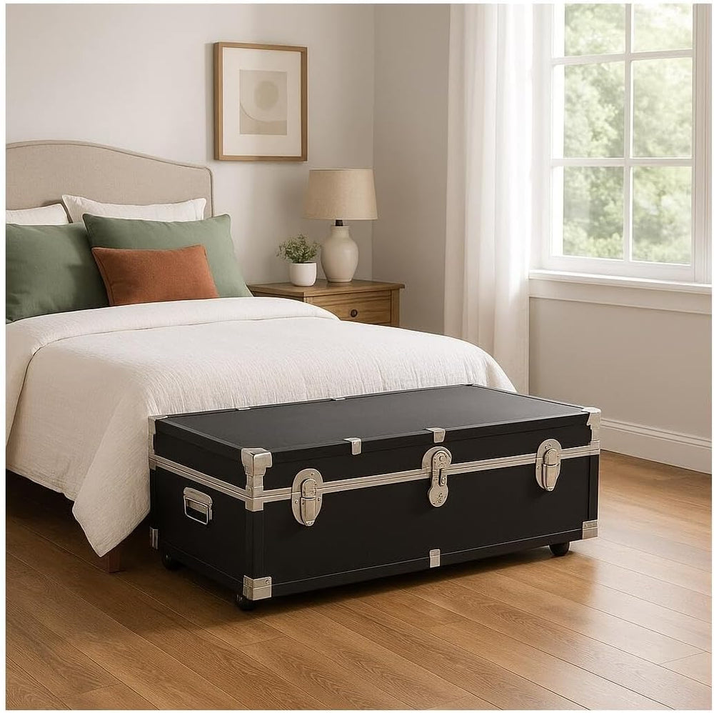 HomeStock Seaside Style Heavy Duty 31" Under Bed College Storage Trunk w...