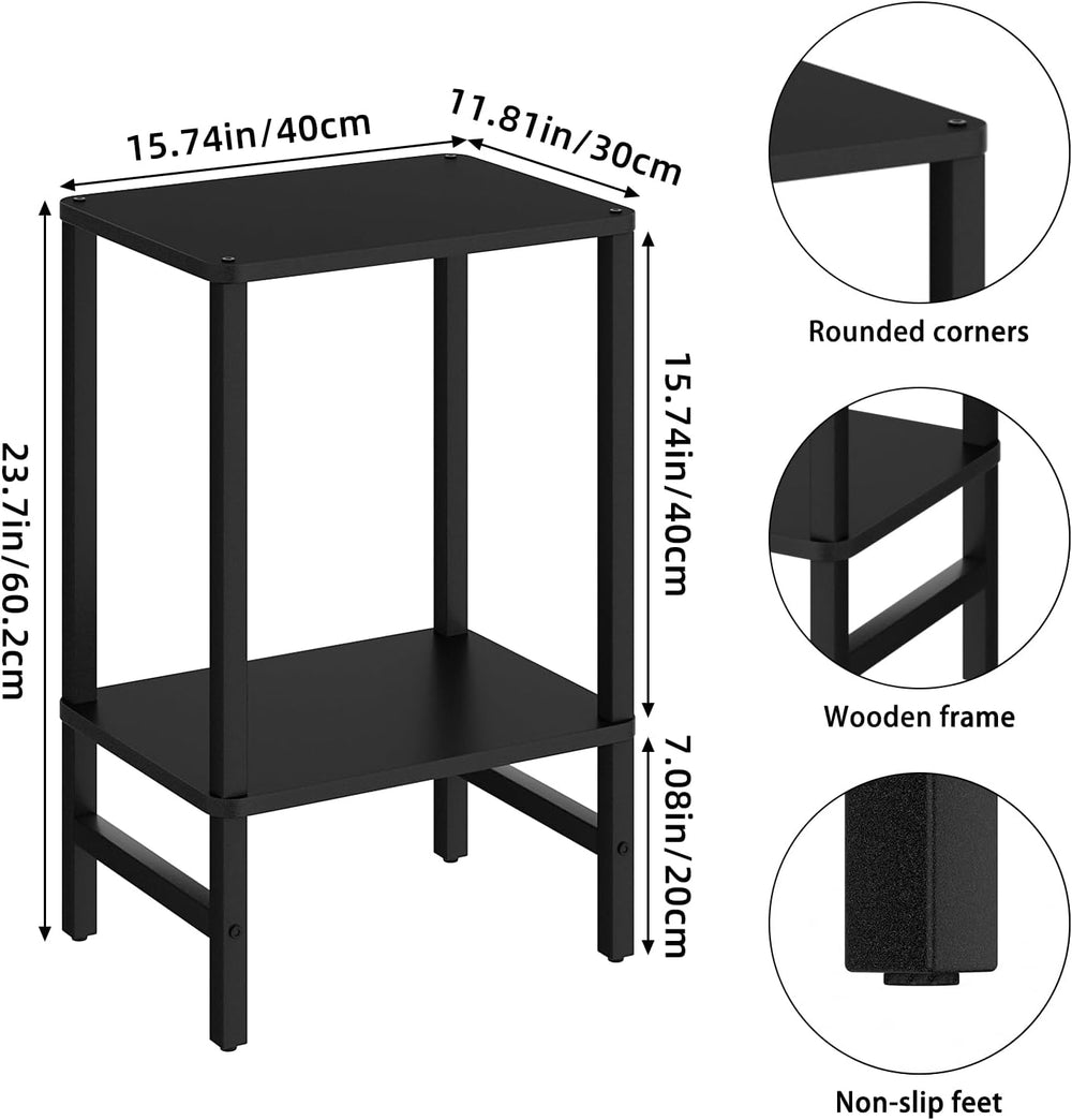 YUFAM Side Table End Table Tall Night Stand 2-Tier for Living Room Bedroom Ba...