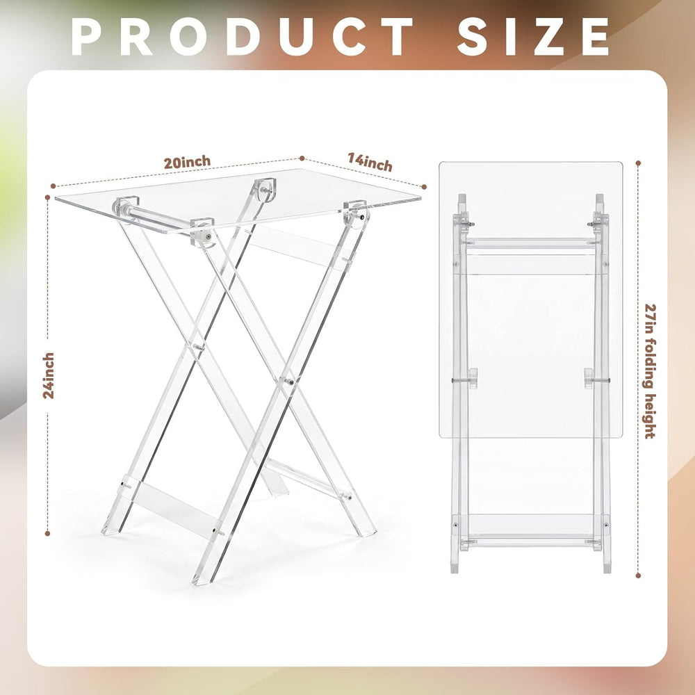 Namalu Acrylic Foldable TV Dinner Table Clear Small Folding Tray Space Saving...