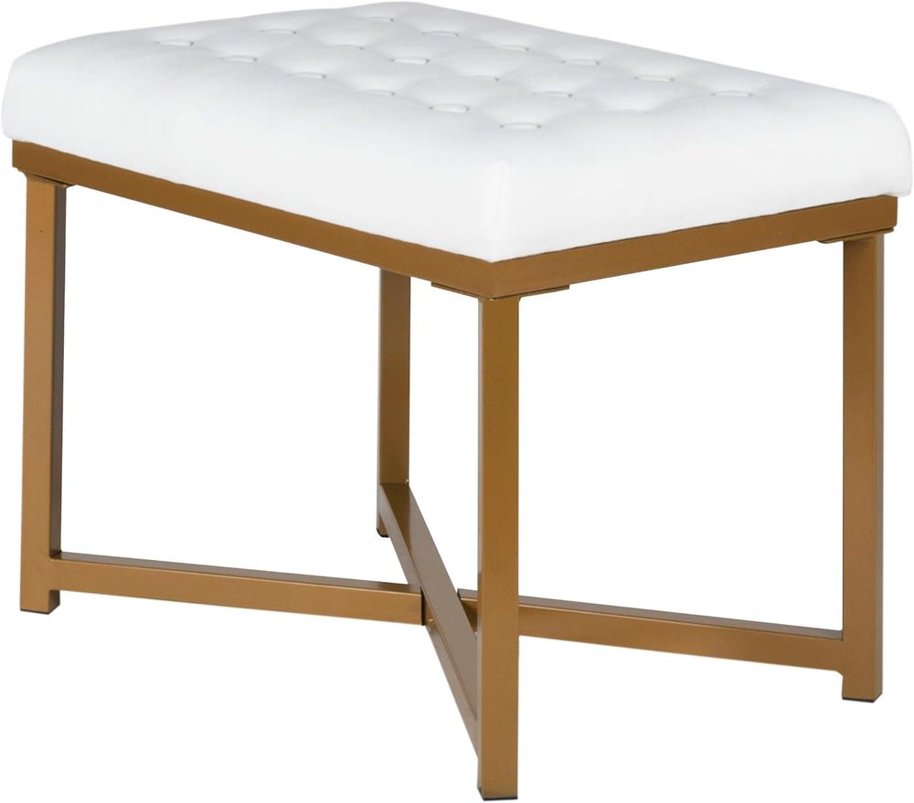 HomePop 24" Tufted Velvet Ottoman Bench - White