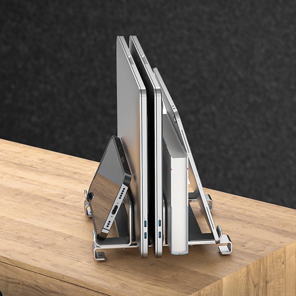 Vertical Laptop Stand Holder, Compatible Desktop Laptop Holder, Adjustable Notebook Dock, 3 in 1 Computer Stand for Laptop/Tablet