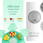 Round Weekly Pill Organizer, TPU Rubberized, Travel Pill Container 7 Day, with 7 Large Compartments, Cute Pill Case with Large Letters and Braille (2 pcs Green Rose)