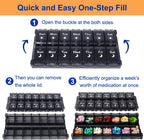 HRX Package Weekly Pill Organizer 2 Times a Day, Easy Fill & Open AM/PM Medicine Box 7 Day Vitamin Cases Day and Night