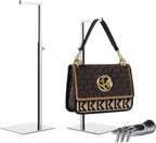 2 Pack Handbag Display Stands, Silver Purse Holder Display Stands, Adjustable Height Stainless Steel Hanger Rack for Retail Closet Vendors Display Luxury Bag Handbags Jewelry (RCS 50% Recycled Post-consumer Metal)