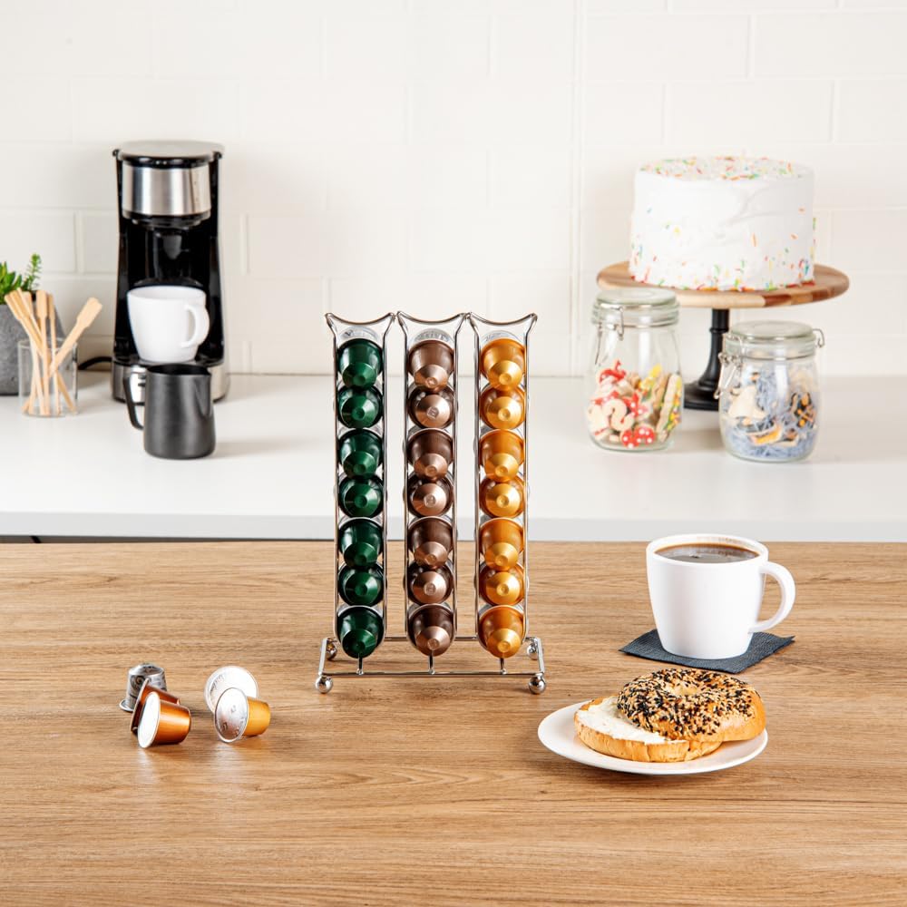 Restaurantware Restpresso 6.5 x 3.7 x 10.4 Inch Coffee Capsule Holder 1 Durable Pod Stand - Holds 42 Nespresso Capsules 4 Raised Legs Iron Espresso Pod Organizer Pods Not Included