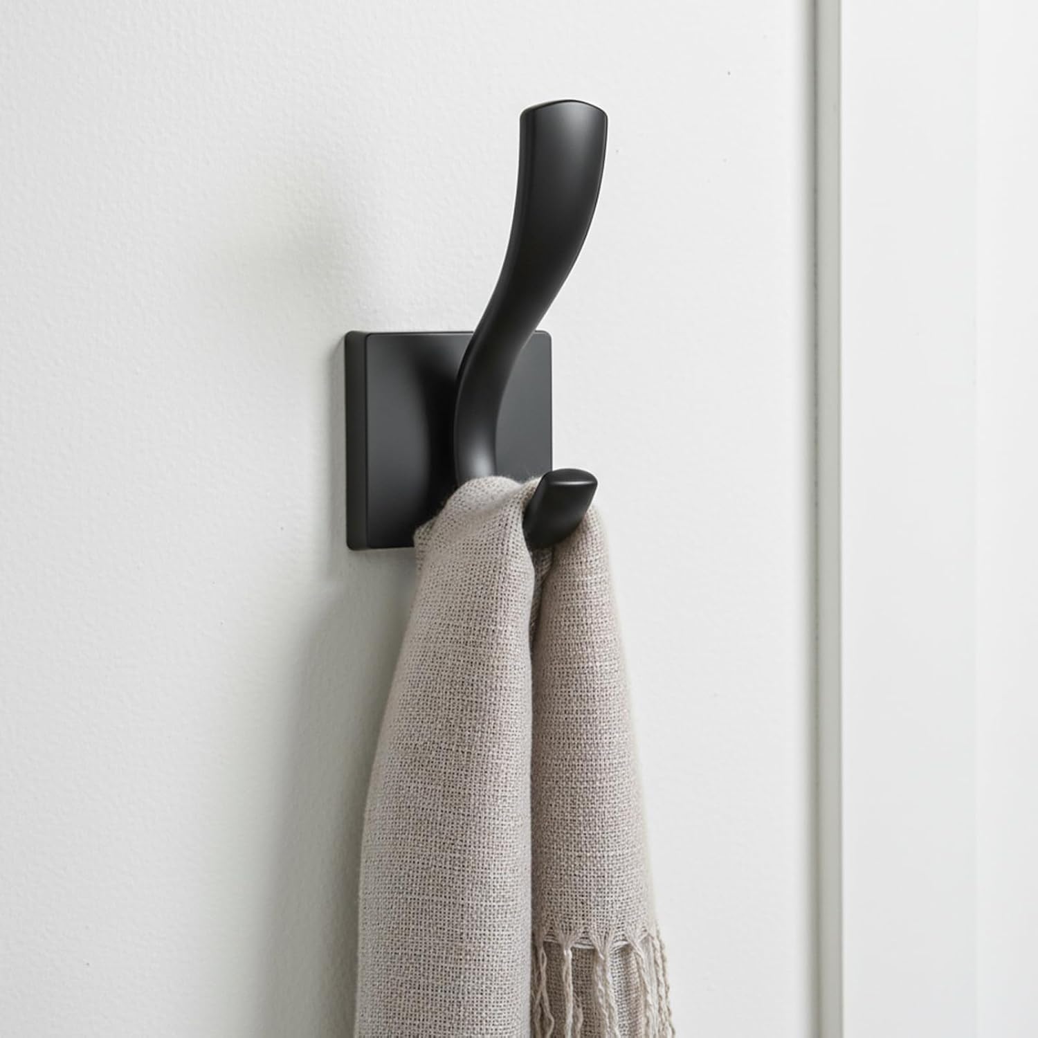 8 Pack Wall Hooks Heavy Duty Towel Robe Coat Hooks for Bathroom Bedroom Entryway with Mounting Hardware Rustproof Aluminum Alloy Black