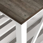 Farmhouse Coffee Table for Living Room, 2-Tier Rectangular Wooden Centre Cocktail Table with Slats Shelf Storage and V-Shaped Frame, Dark Oak